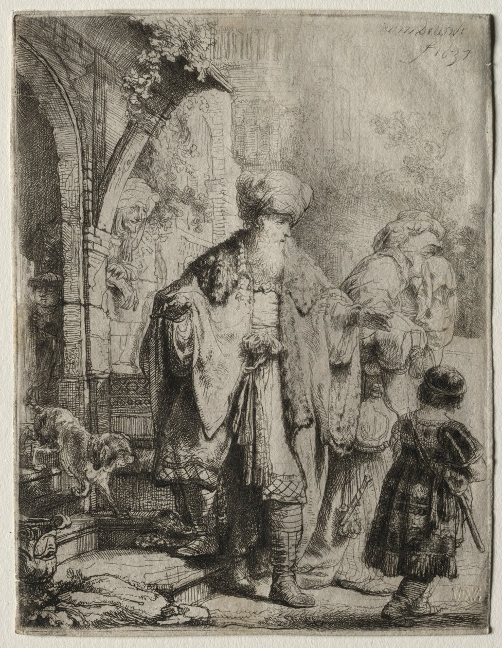 Abraham wyrzucający Hagar i Ismaela, 1637. autorstwa Rembrandt van Rijn