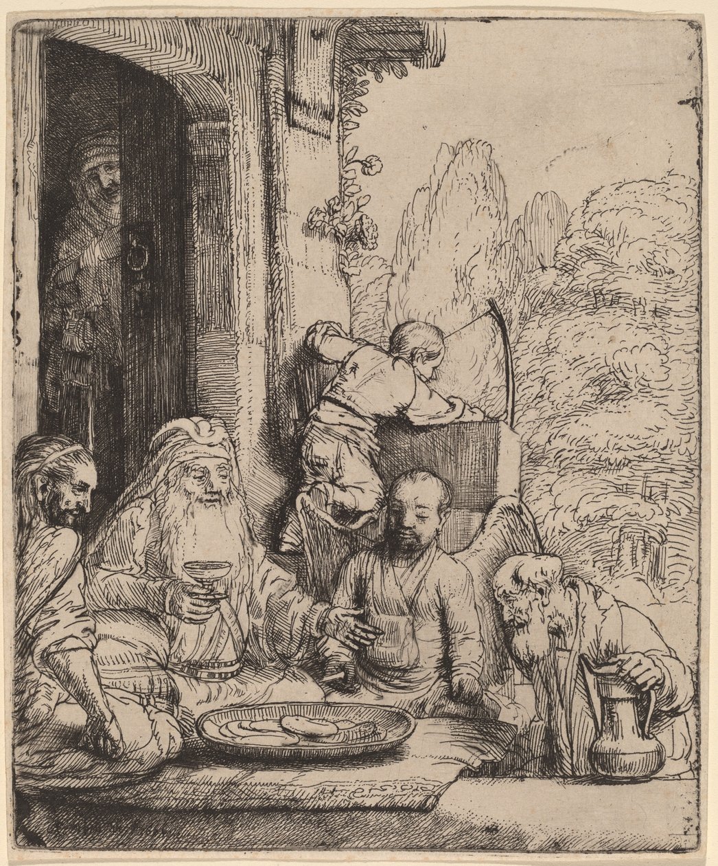 Abraham zabawiający aniołów autorstwa Rembrandt van Rijn