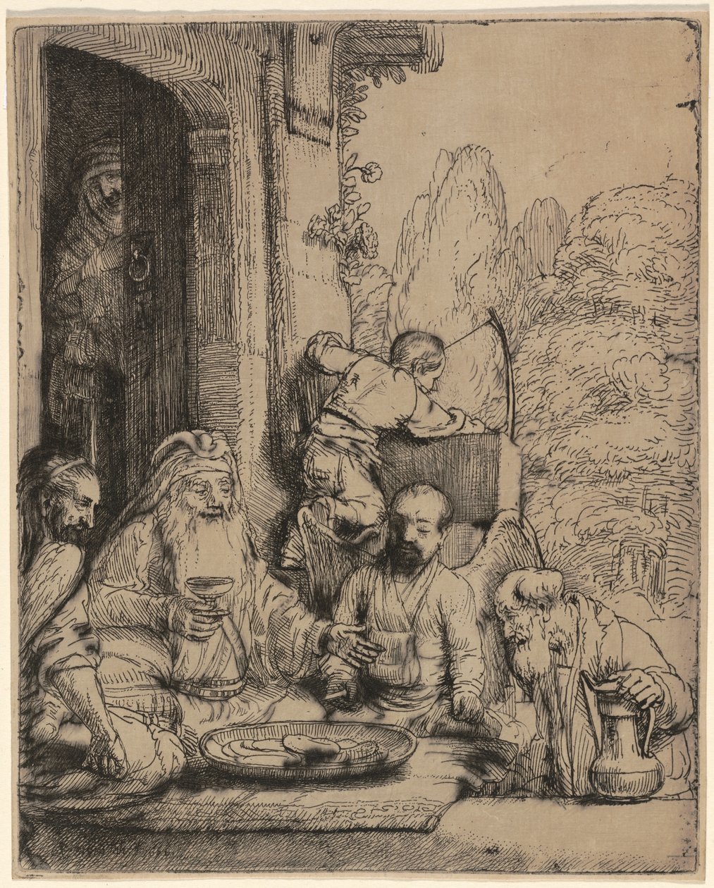 Abraham zabawiający aniołów autorstwa Rembrandt van Rijn