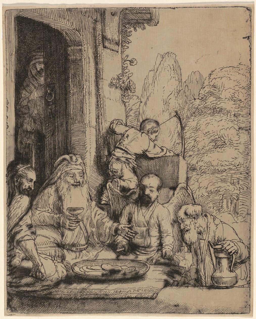 Abraham przyjmujący aniołów autorstwa Rembrandt van Rijn