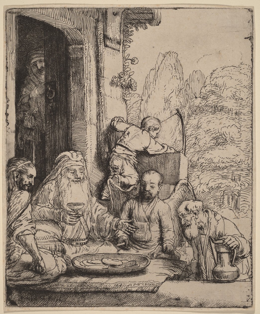 Abraham przyjmujący aniołów autorstwa Rembrandt van Rijn