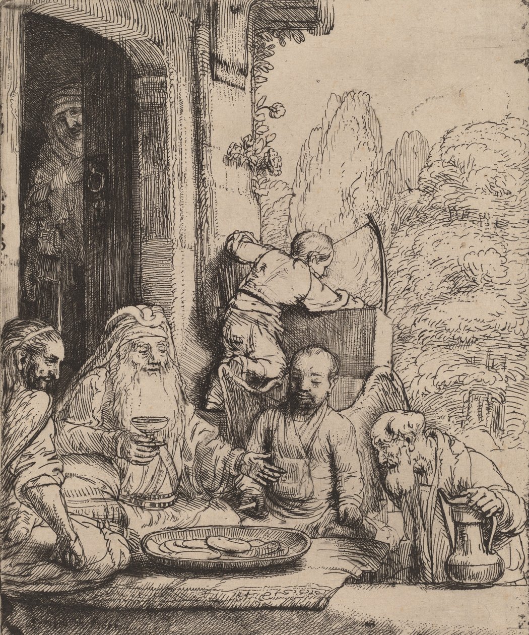 Abraham bawi aniołów, 1656. autorstwa Rembrandt van Rijn