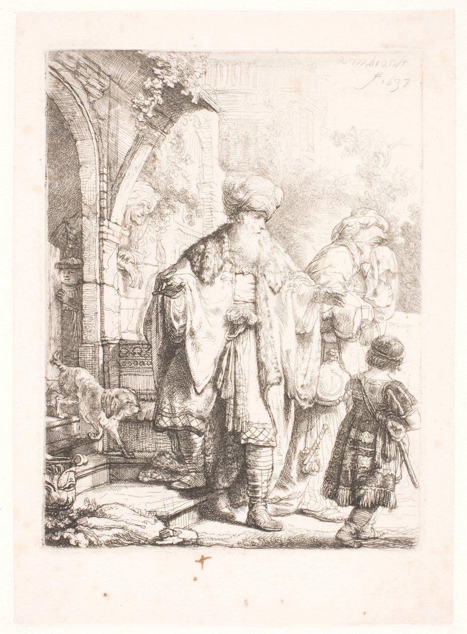 Abraham wyrzuca Hagar i Ismaela autorstwa Rembrandt van Rijn