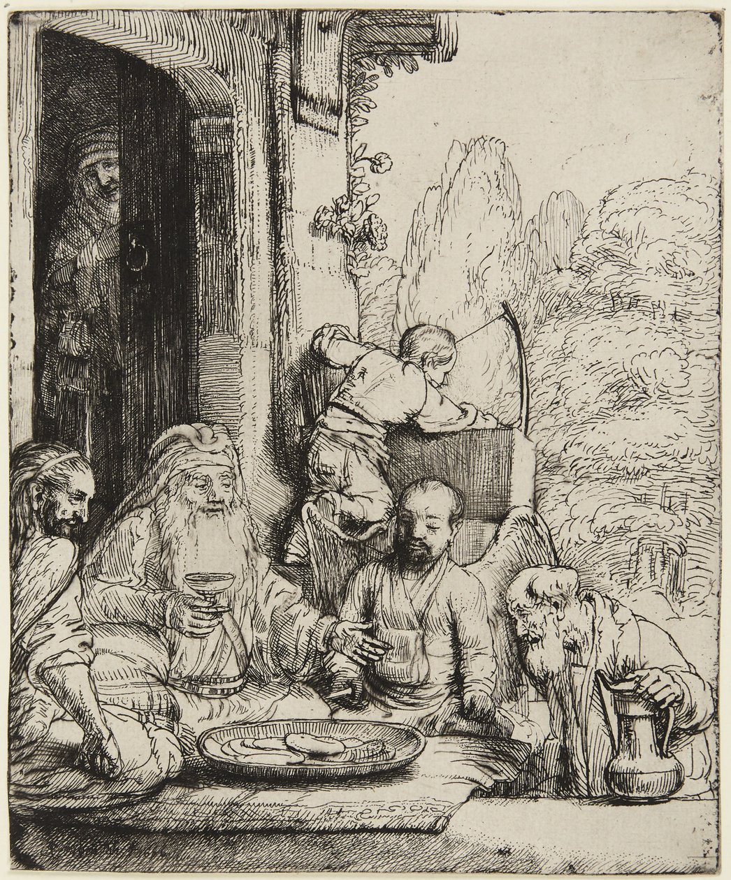 Abraham podejmujący aniołów autorstwa Rembrandt van Rijn