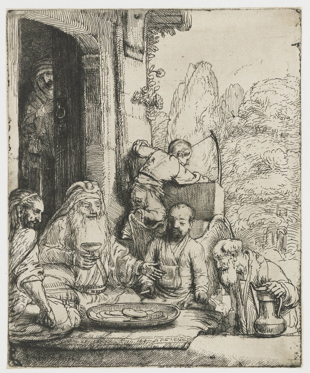 Abraham zabawiający aniołów autorstwa Rembrandt van Rijn