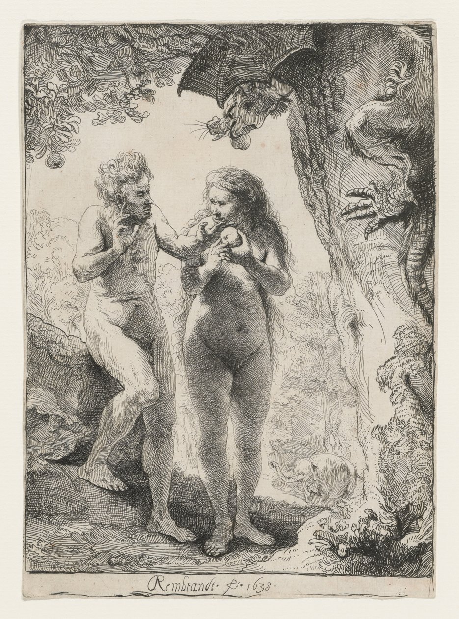 Adam i Ewa, 1638 autorstwa Rembrandt van Rijn