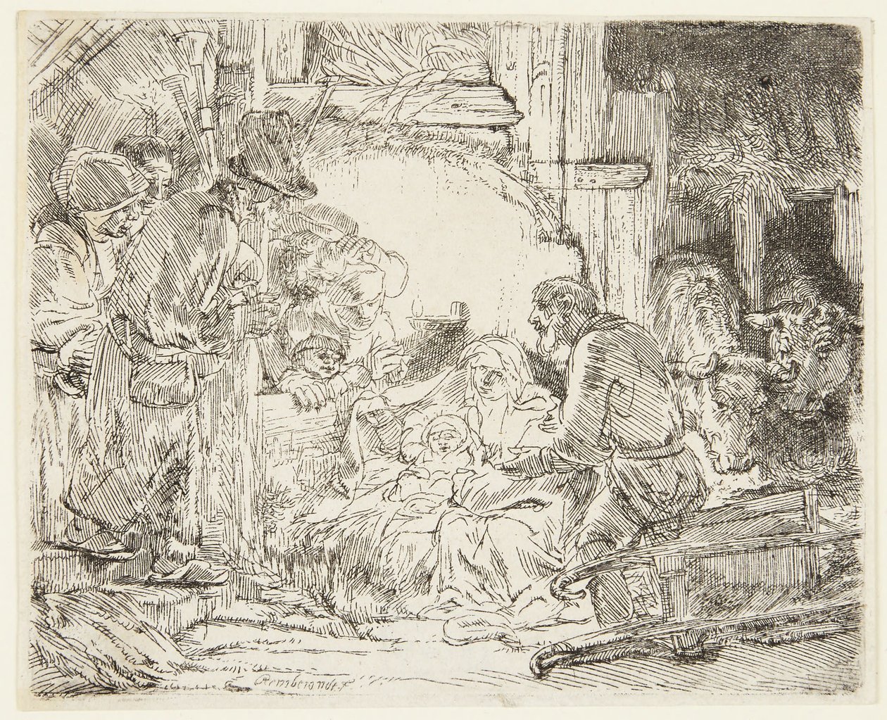 Adoracja pasterzy z lampą autorstwa Rembrandt van Rijn