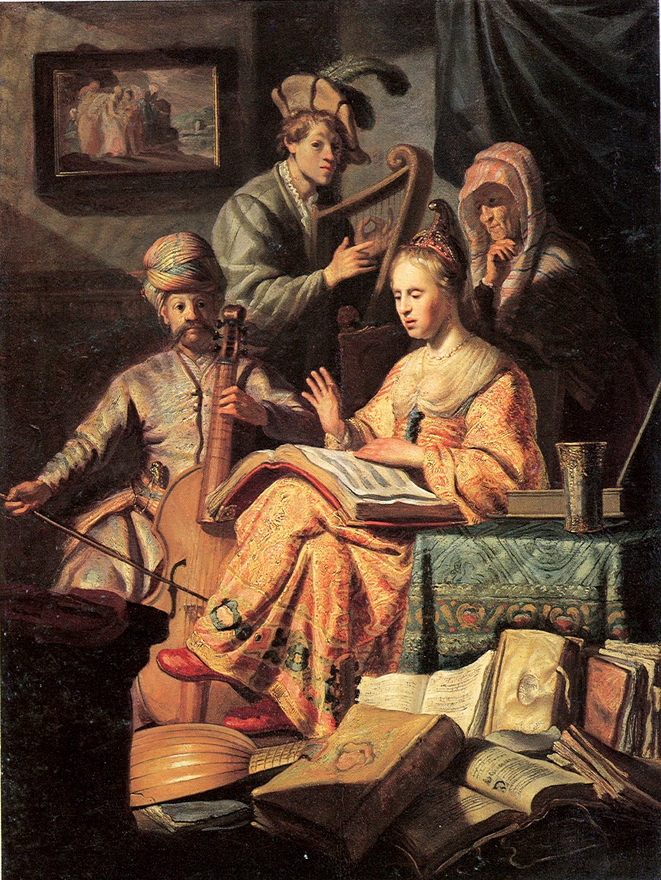 Alegoria muzyki, 1626 autorstwa Rembrandt van Rijn