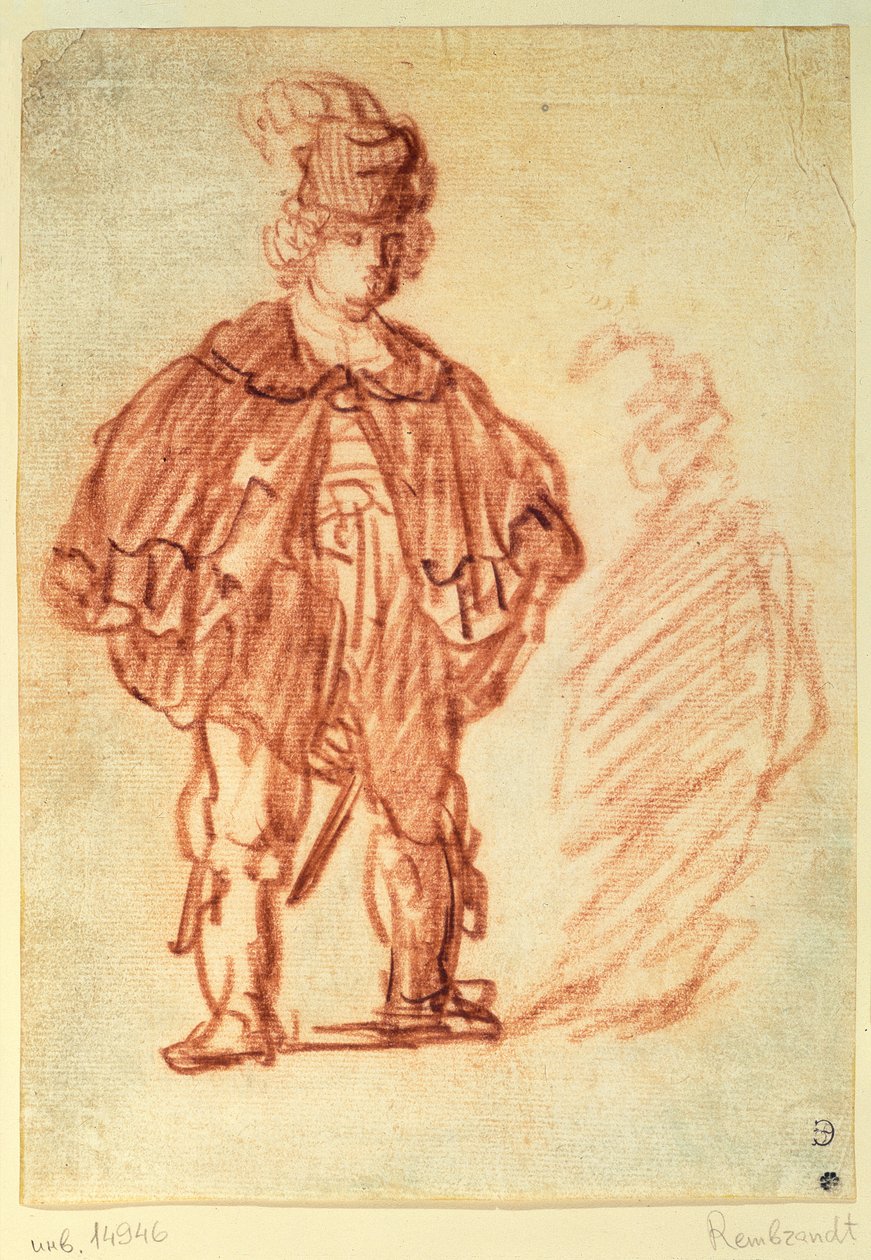 Stojący aktor (sangwinik) autorstwa Rembrandt van Rijn