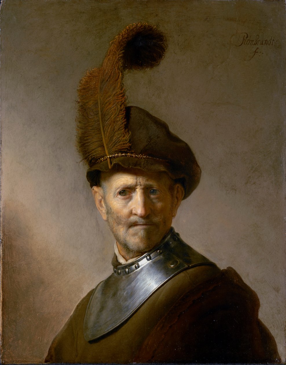 Stary człowiek w stroju wojskowym (dawniej Portret ojca Rembrandta), ok. 1630 autorstwa Rembrandt van Rijn