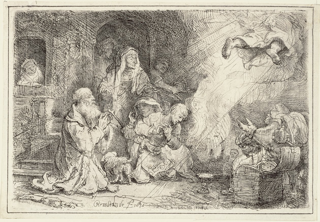 Anioł odchodzący z rodziny Tobiasza, 1641 autorstwa Rembrandt van Rijn