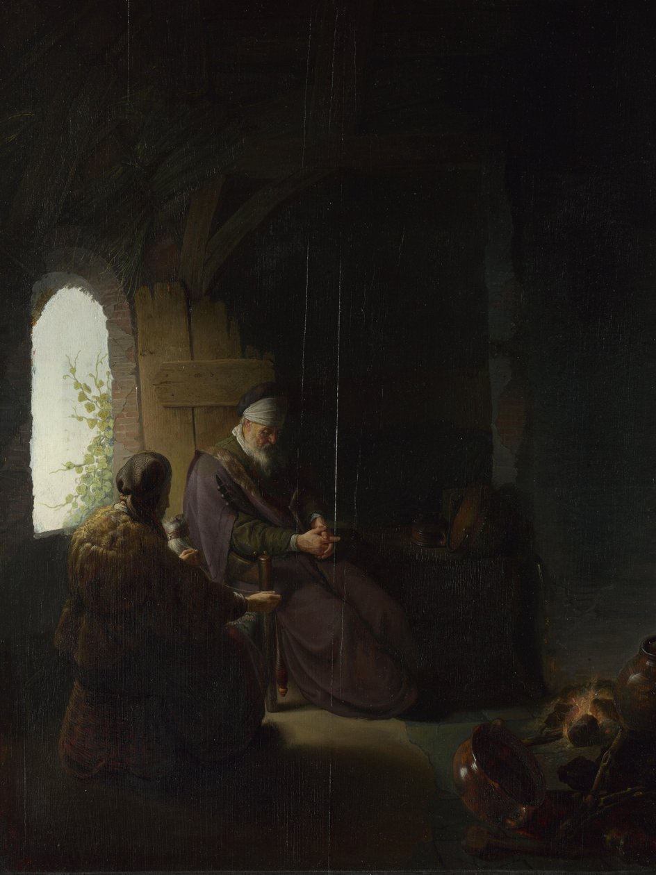 Anna i niewidomy Tobit, ok. 1630 autorstwa Rembrandt van Rijn