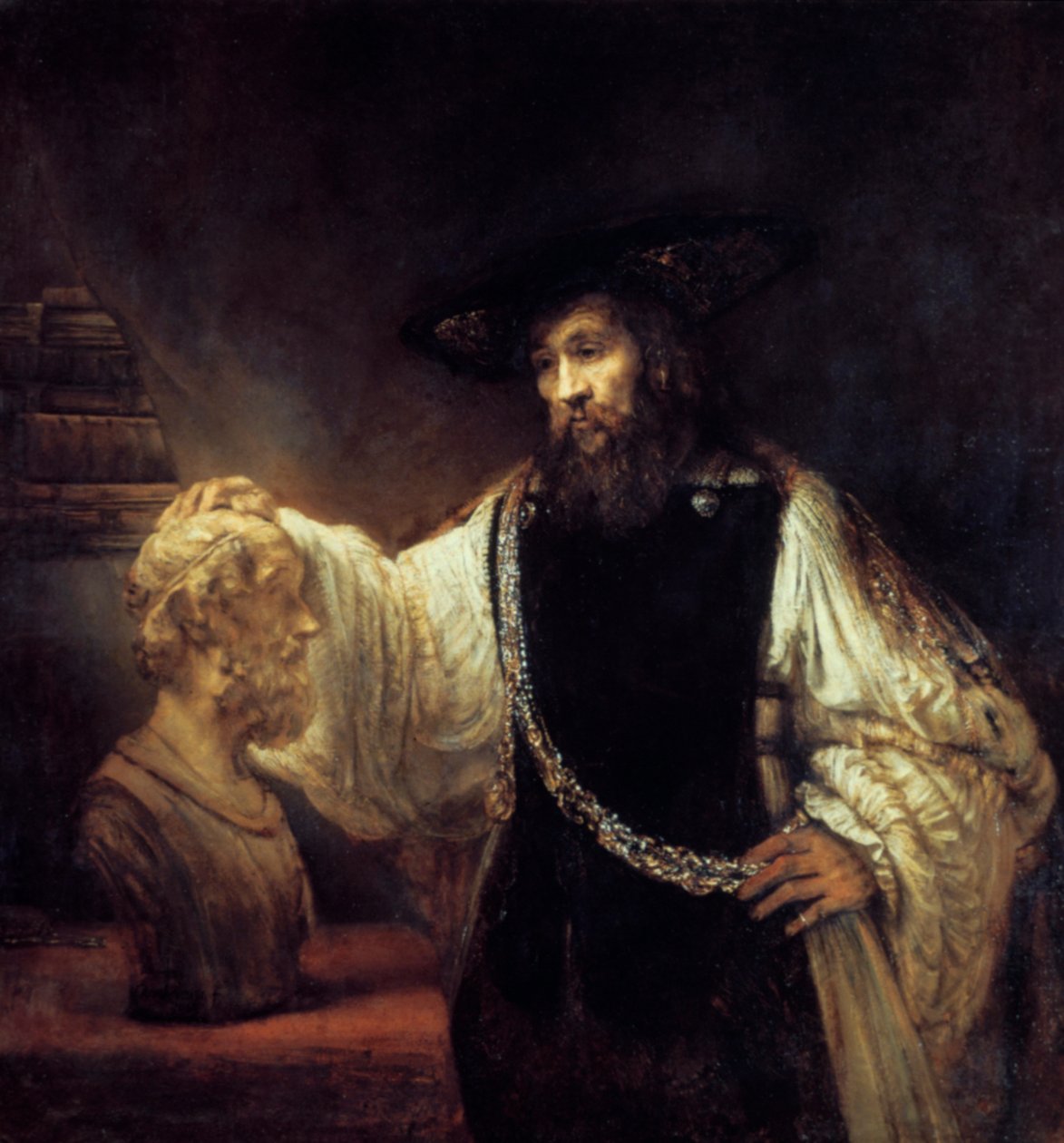 Arystoteles przed popiersiem Homera, 1653 autorstwa Rembrandt van Rijn