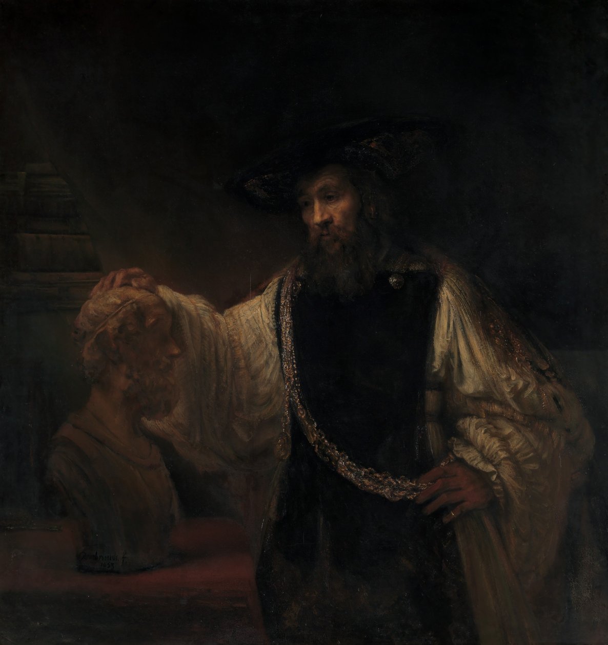 Arystoteles z popiersiem Homera, 1653. autorstwa Rembrandt van Rijn