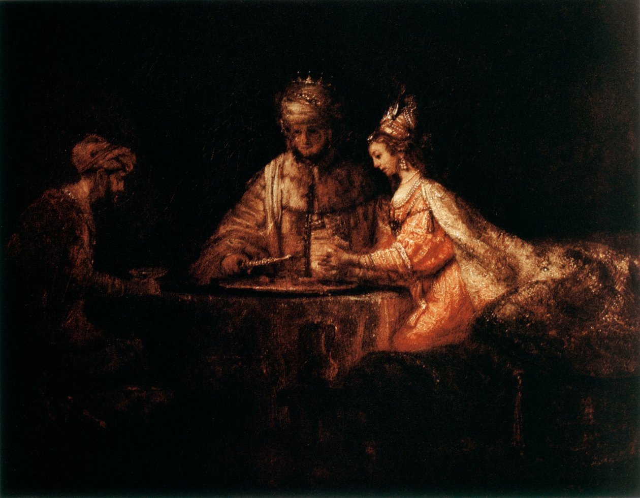 Aswerus, Haman i Estera, 1660 autorstwa Rembrandt van Rijn