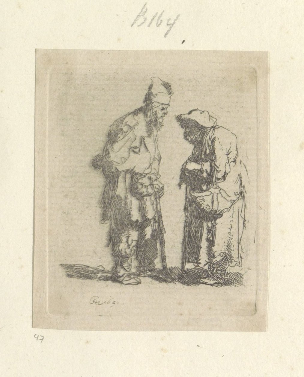 Bedelaar en bedelares w gesprek Kolekcja osiemdziesięciu pięciu oryginalnych grafik (tytuł serii) autorstwa Rembrandt van Rijn