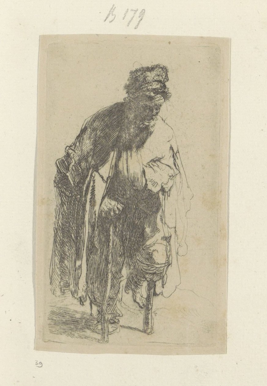 Żebrak z drewnianą nogą Recueil de quatre-vingt-cinq estampes originales (tytuł serii) autorstwa Rembrandt van Rijn
