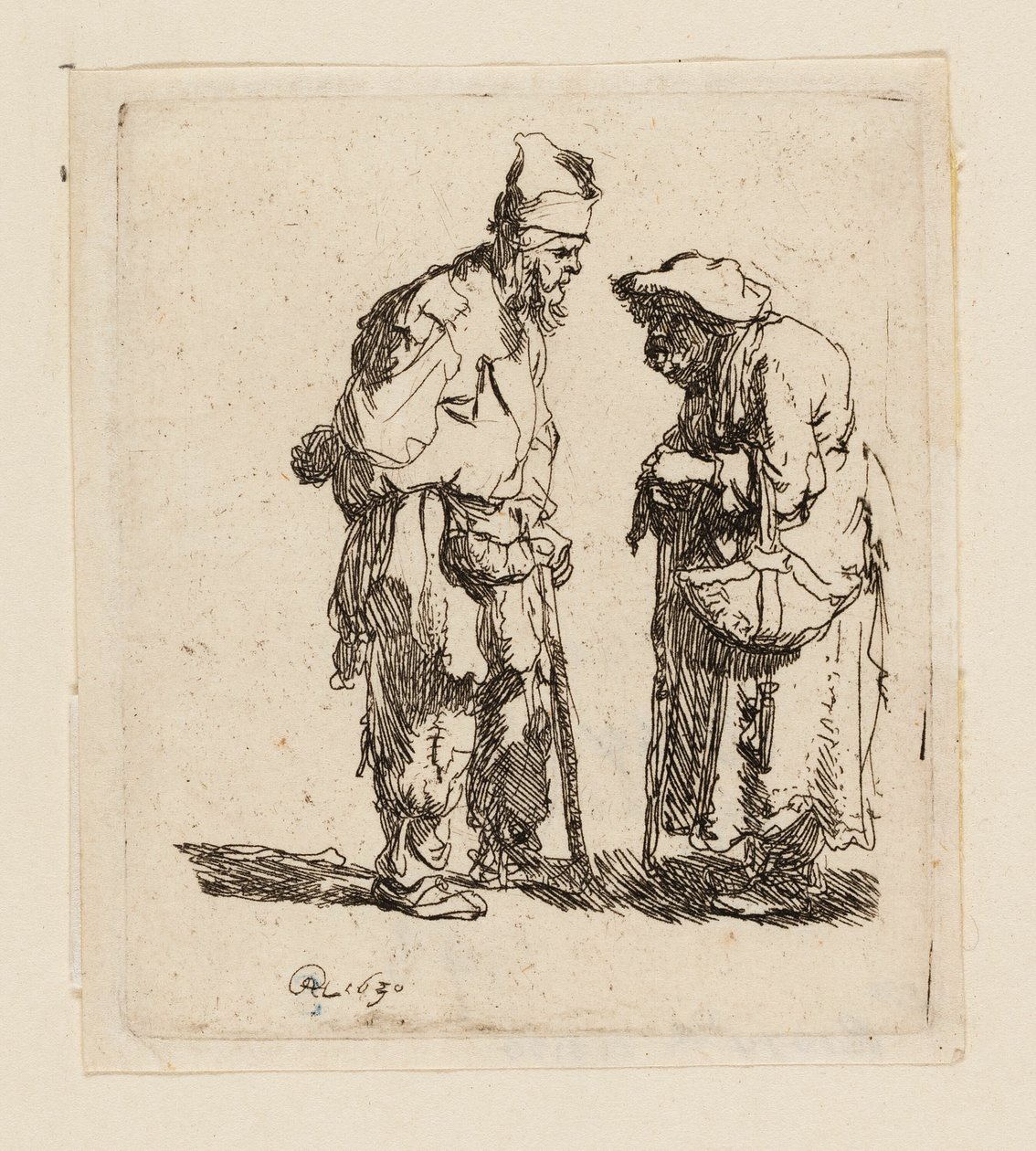 Rozmawiający żebrak i żebraczka autorstwa Rembrandt van Rijn