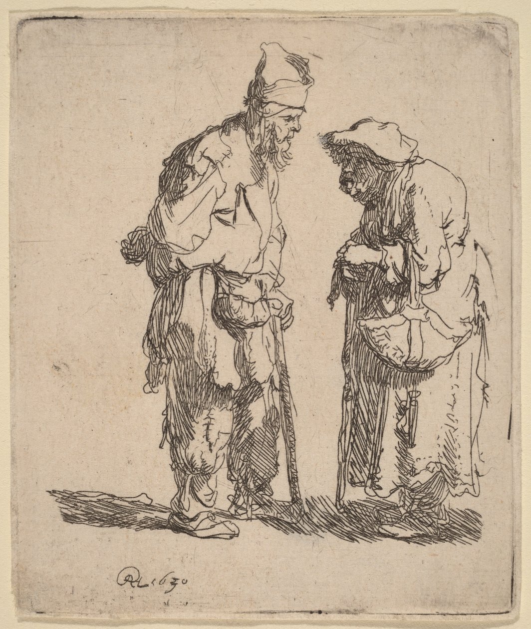 Rozmowa żebraka i żebraczki autorstwa Rembrandt van Rijn