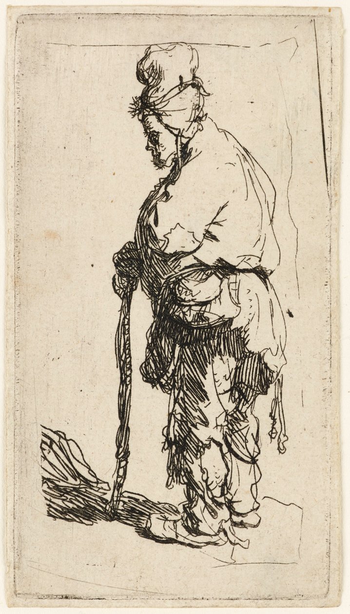 Żebrak oparty na patyku, ok. 1630 r. autorstwa Rembrandt van Rijn