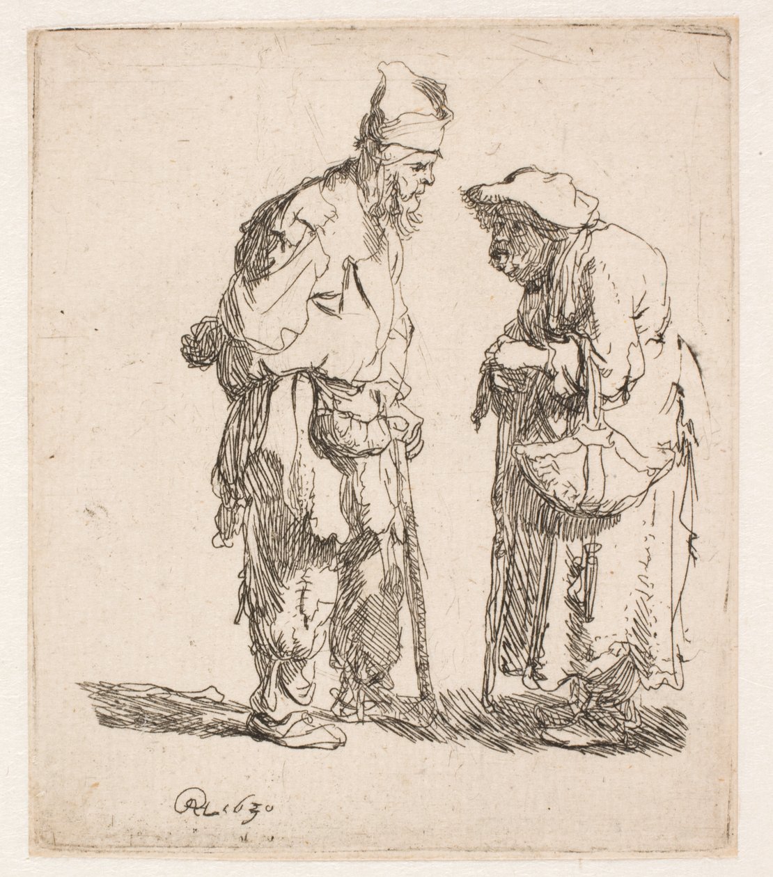 Rozmowa żebraka i żebraczki autorstwa Rembrandt van Rijn