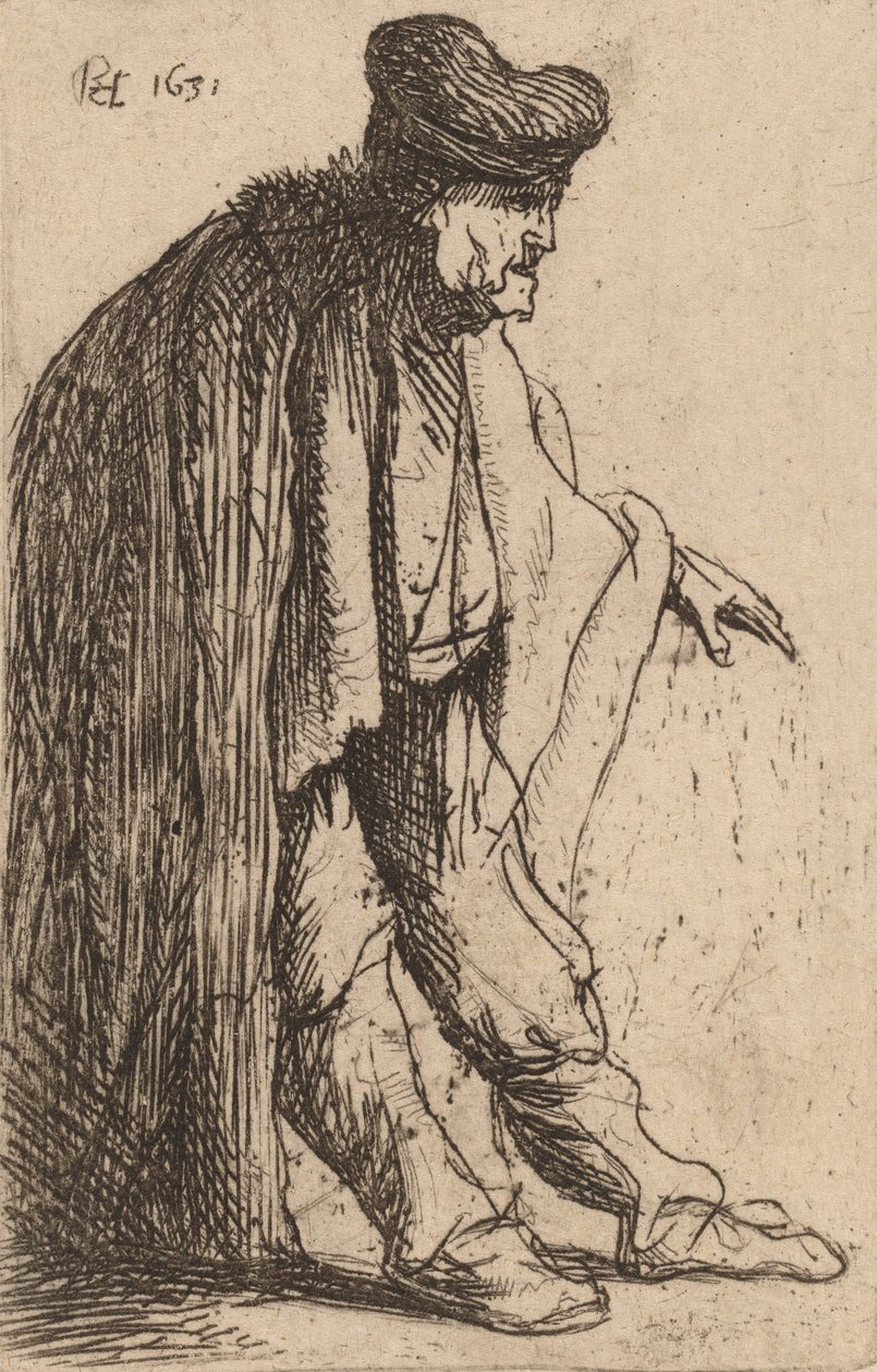 Żebrak z wyciągniętą lewą ręką, 1631. autorstwa Rembrandt van Rijn