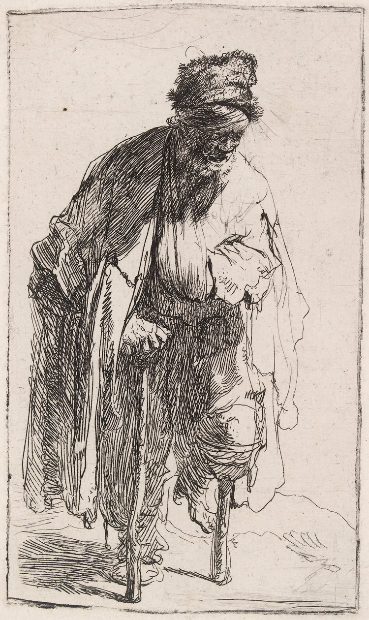 Żebrak z drewnianą nogą, ok. 1630. autorstwa Rembrandt van Rijn