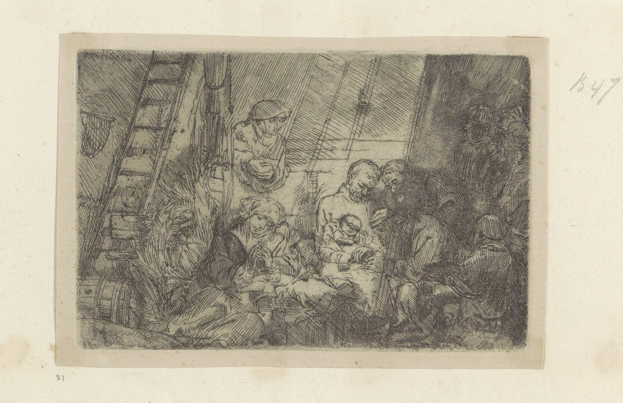 Besnijdenis w de stal Kolekcja osiemdziesięciu pięciu oryginalnych grafik (tytuł serii) autorstwa Rembrandt van Rijn