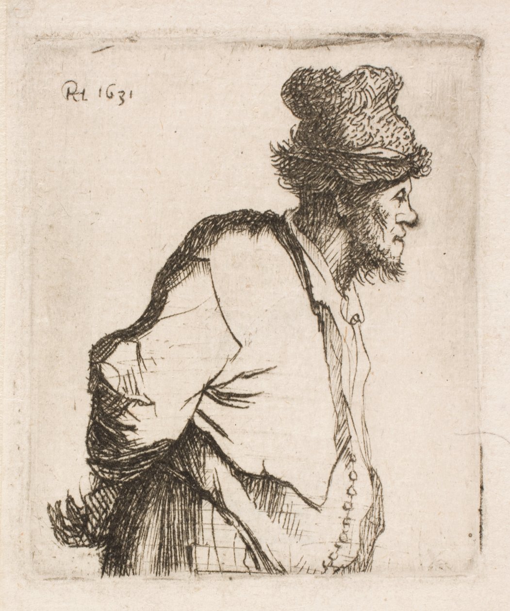 Chłop z rękami na plecach autorstwa Rembrandt van Rijn