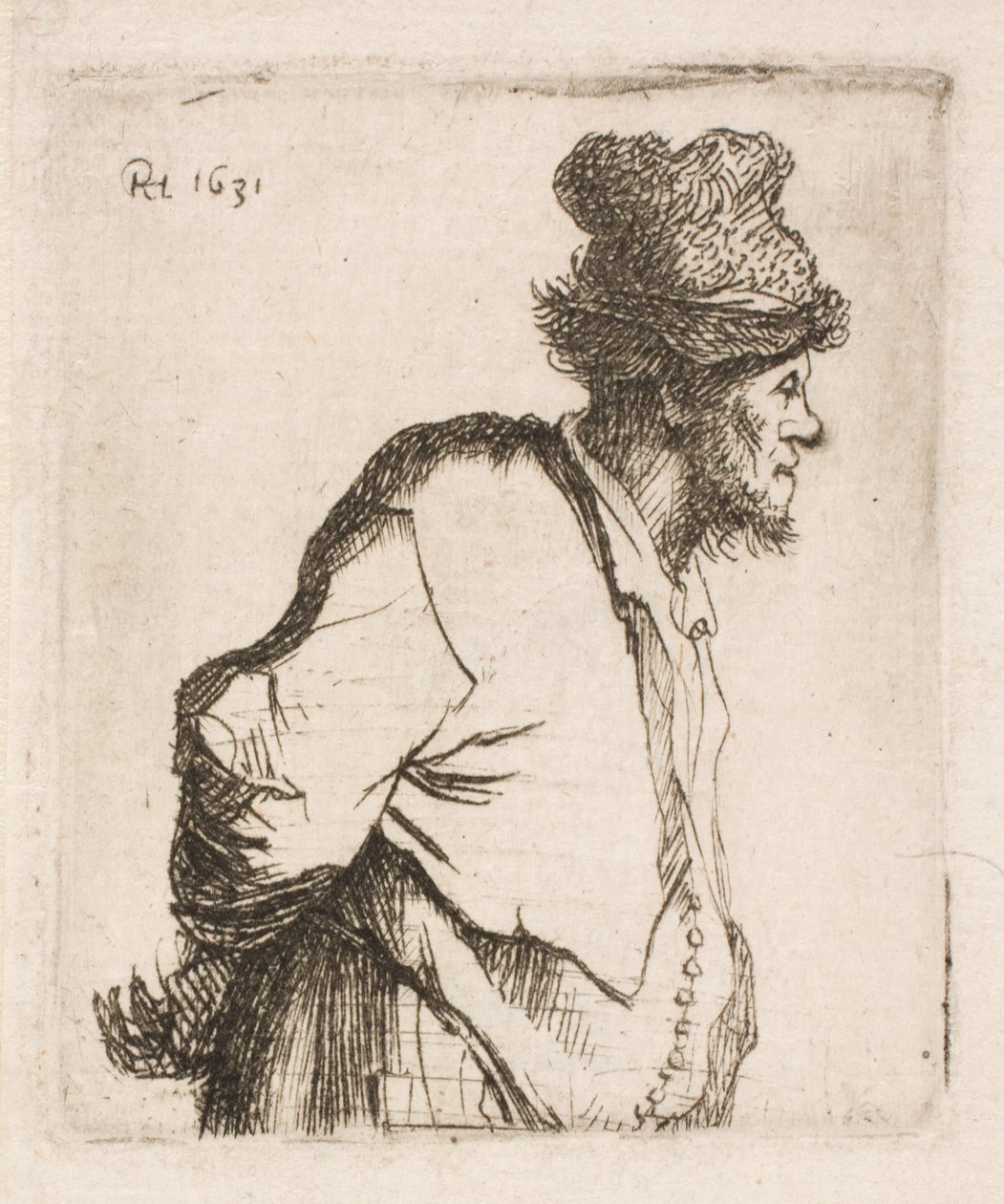 Chłop z rękami na plecach autorstwa Rembrandt van Rijn