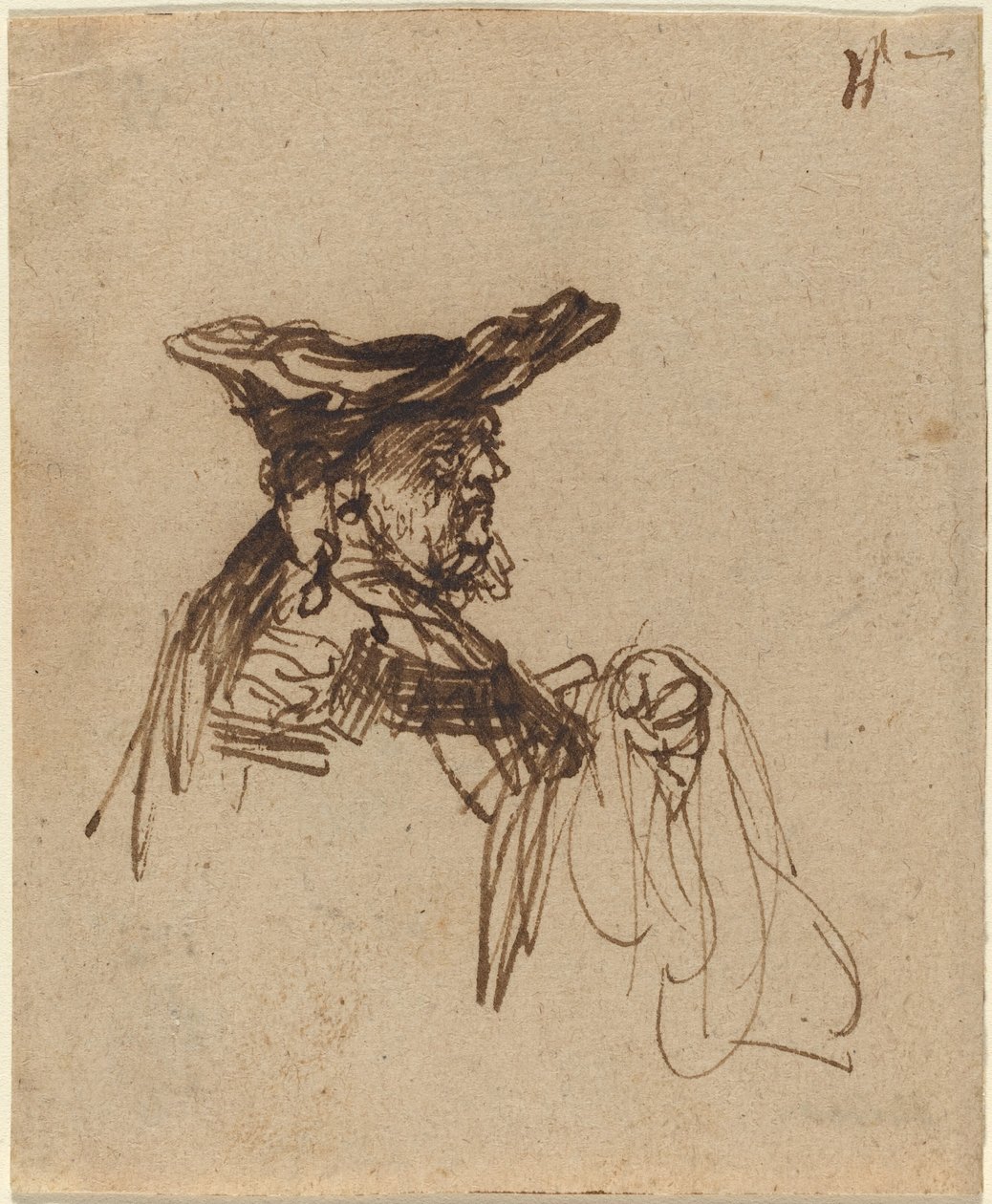 Popiersie starszego mężczyzny w kaszkiecie autorstwa Rembrandt van Rijn