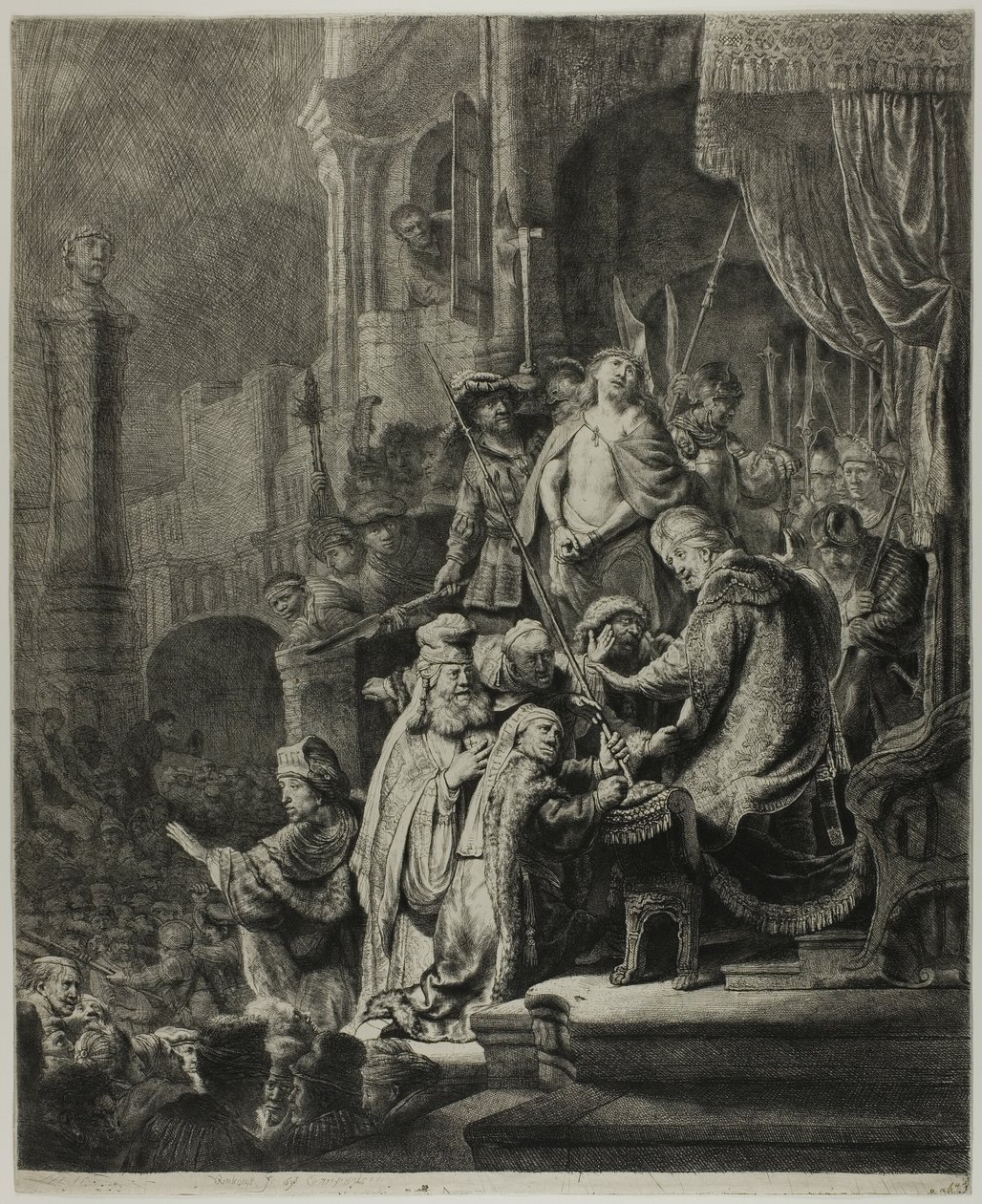 Chrystus przed Piłatem: duży talerz autorstwa Rembrandt van Rijn