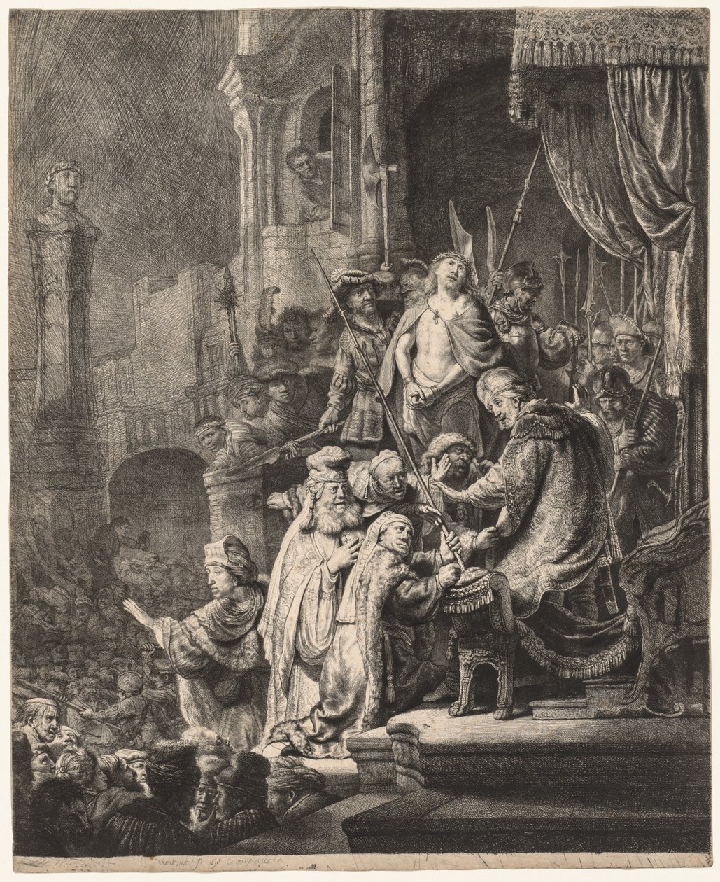 Chrystus przed Piłatem: duży talerz autorstwa Rembrandt van Rijn