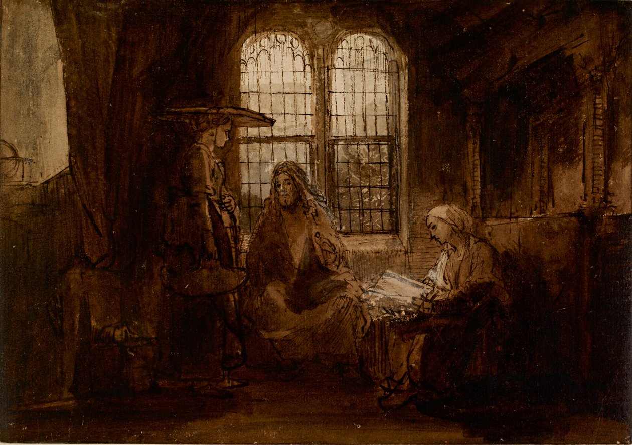 Chrystus rozmawiający z Martą i Marią, ok. 1652 autorstwa Rembrandt van Rijn