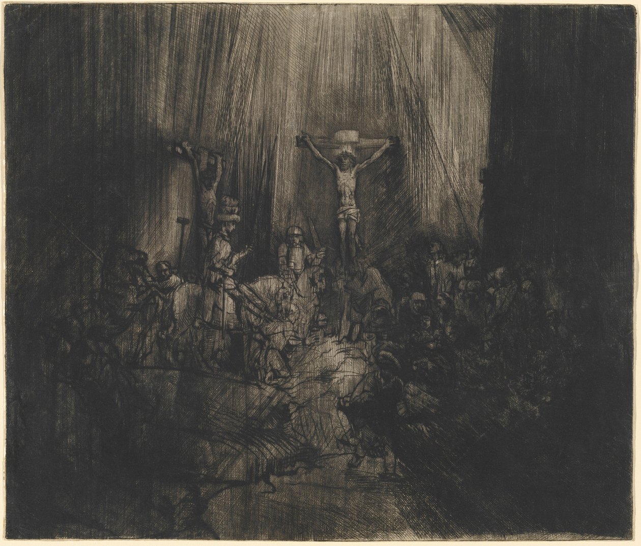 Chrystus ukrzyżowany między dwoma złoczyńcami („Trzy krzyże”) autorstwa Rembrandt van Rijn