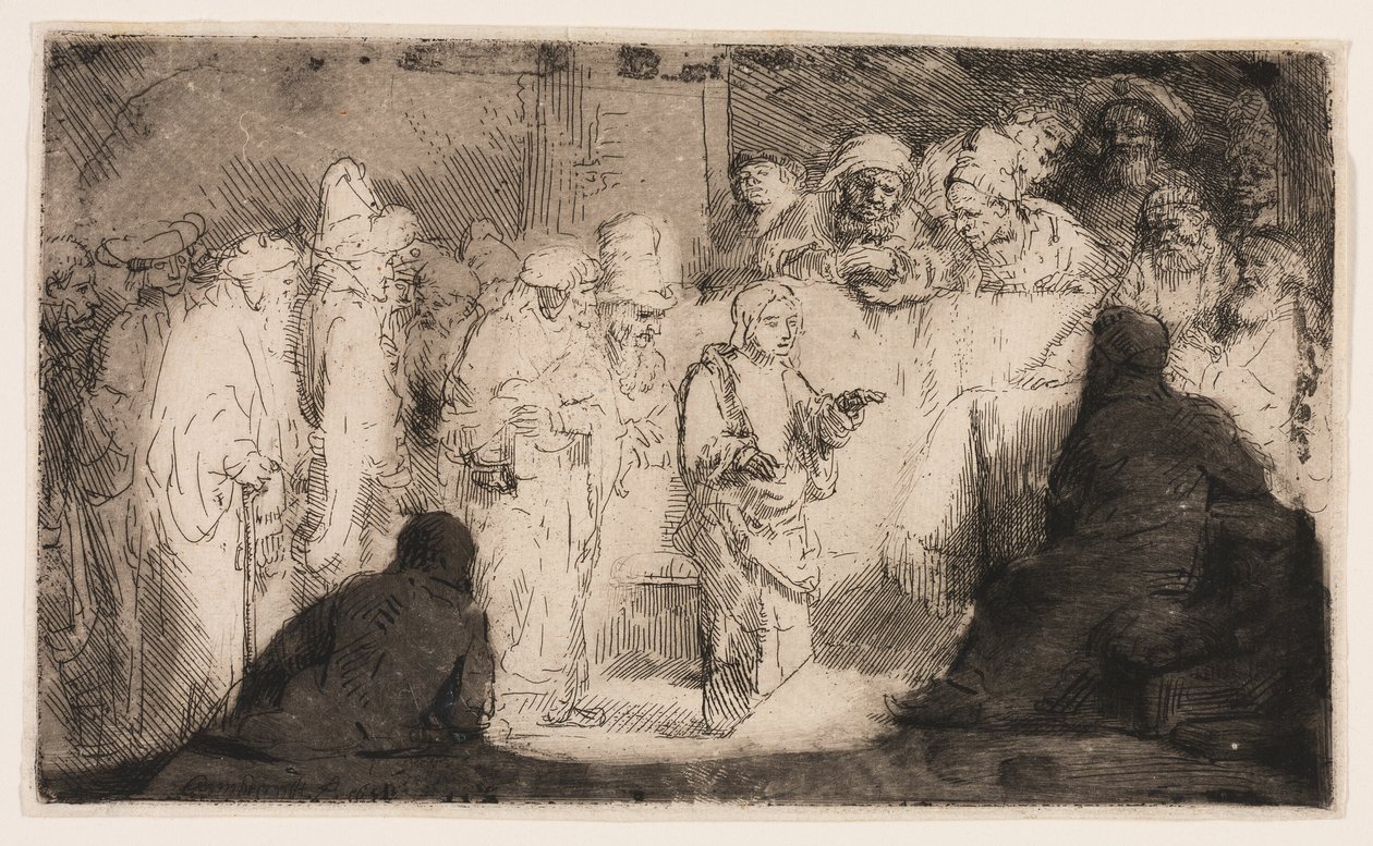 Chrystus dyskutujący z lekarzami: szkic autorstwa Rembrandt van Rijn