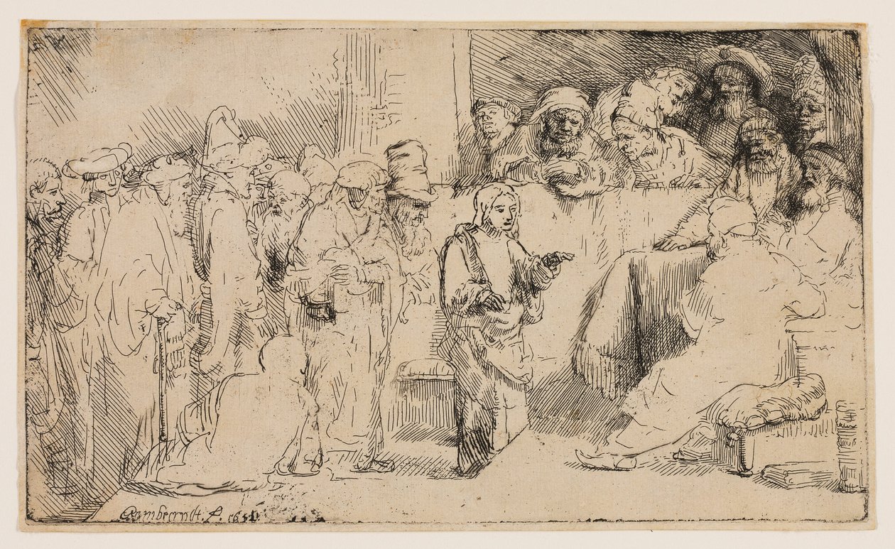 Chrystus dyskutujący z lekarzami: szkic autorstwa Rembrandt van Rijn