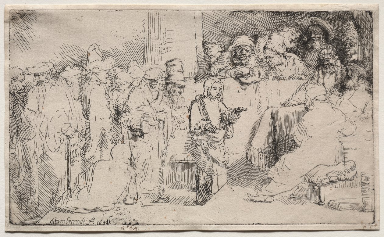 Chrystus dyskutujący z lekarzami: szkic autorstwa Rembrandt van Rijn