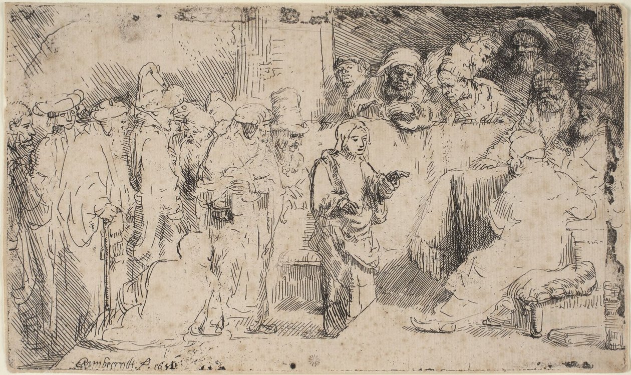 Chrystus spierający się z uczonymi w Piśmie: szkic autorstwa Rembrandt van Rijn