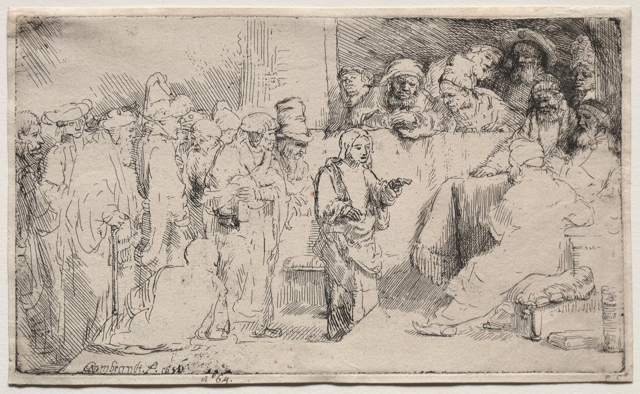 Chrystus dyskutujący z lekarzami: szkic, 1652. autorstwa Rembrandt van Rijn