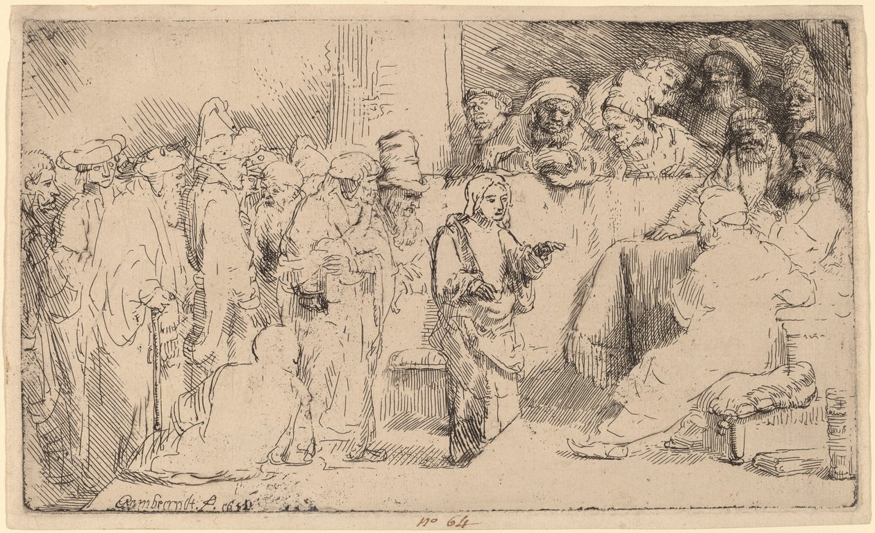Chrystus dyskutujący z lekarzami: szkic autorstwa Rembrandt van Rijn