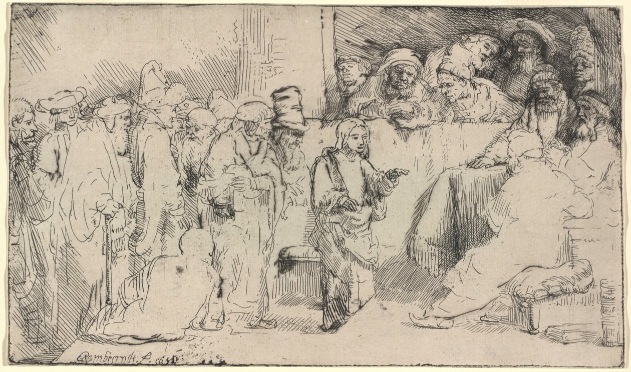 Chrystus spierający się z uczonymi w Piśmie: szkic autorstwa Rembrandt van Rijn