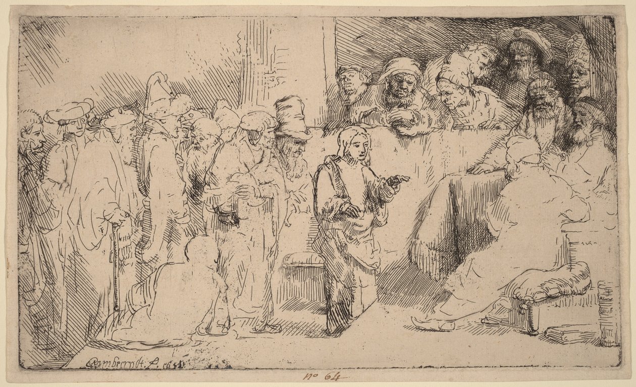 Chrystus spierający się z uczonymi w Piśmie: szkic autorstwa Rembrandt van Rijn