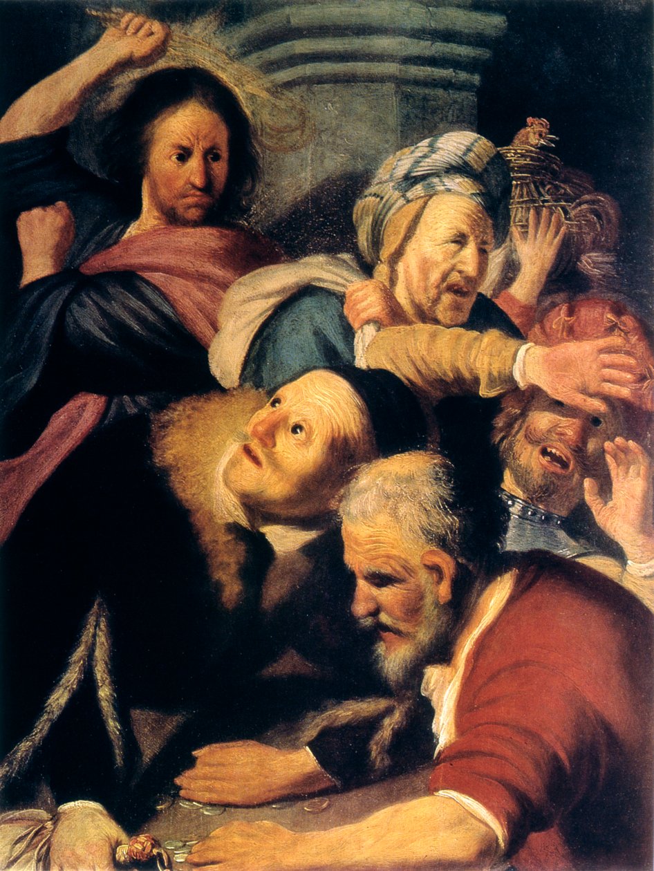 Chrystus wypędza wymieniających pieniądze ze świątyni, 1626 autorstwa Rembrandt van Rijn