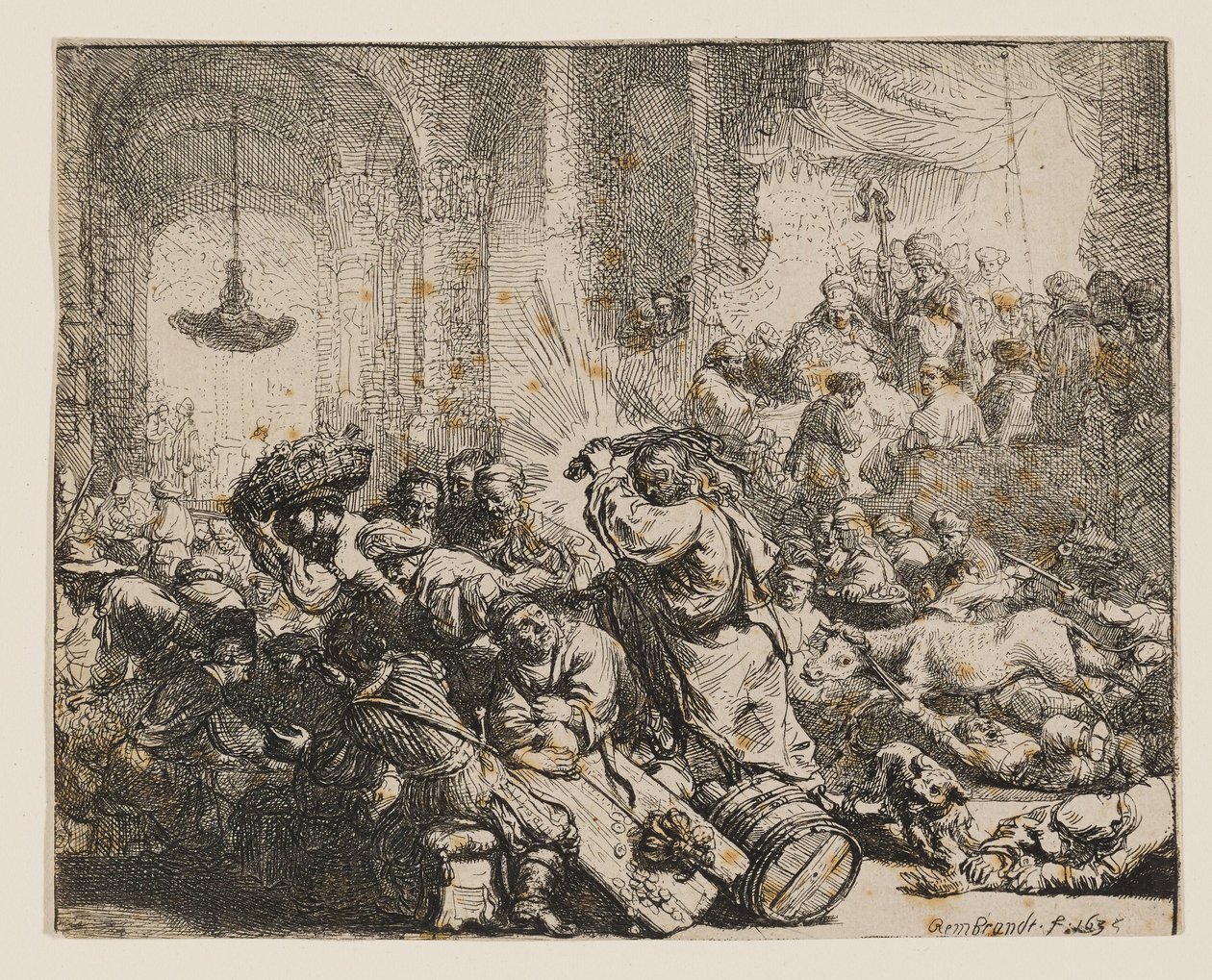 Chrystus wypędzający handlarzy ze świątyni autorstwa Rembrandt van Rijn