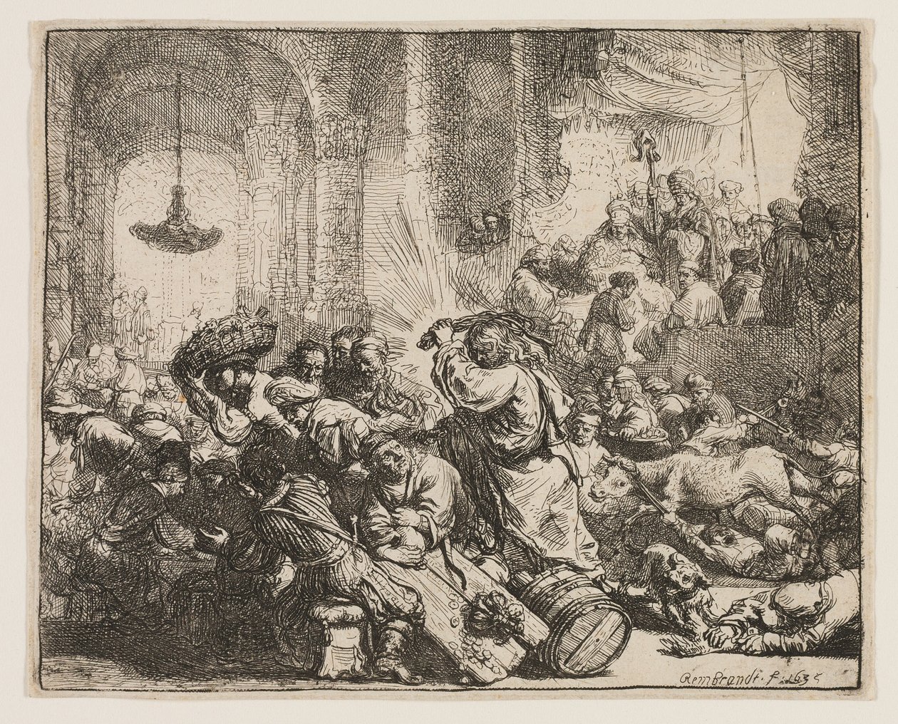 Chrystus wyprowadza wymieniających pieniądze ze świątyni autorstwa Rembrandt van Rijn