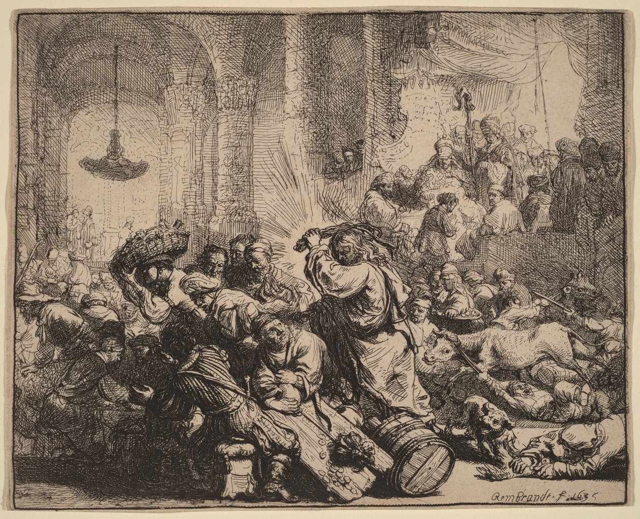 Chrystus wypędzający handlarzy ze świątyni autorstwa Rembrandt van Rijn