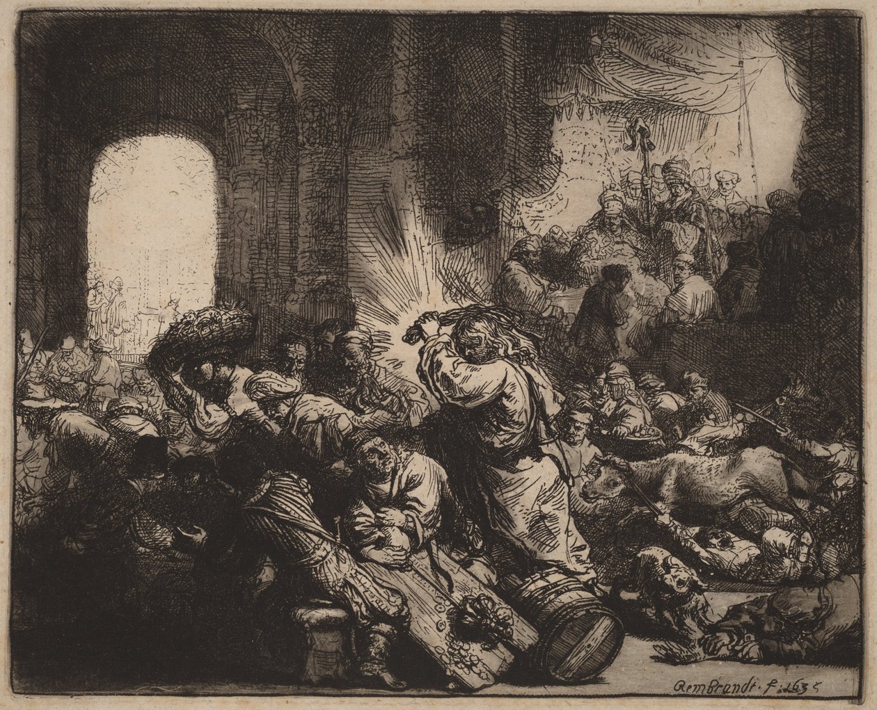 Chrystus wypędzający handlarzy z świątyni autorstwa Rembrandt van Rijn