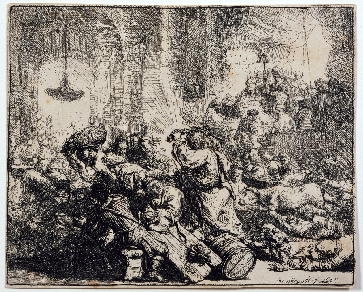 Chrystus wypędzający wymieniających pieniądze ze świątyni autorstwa Rembrandt van Rijn