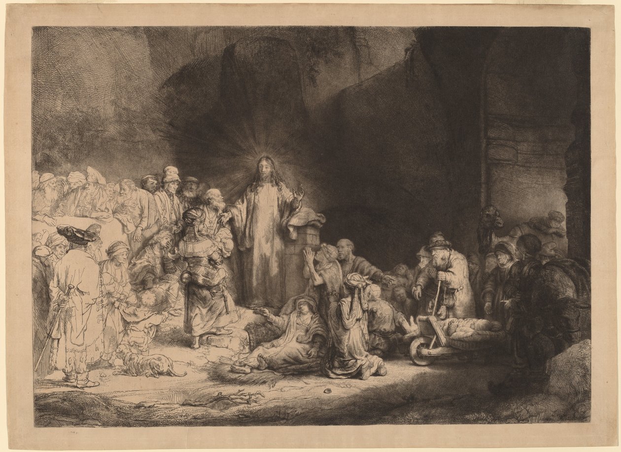 Nauczanie Chrystusa (Druk stu guldenów) autorstwa Rembrandt van Rijn
